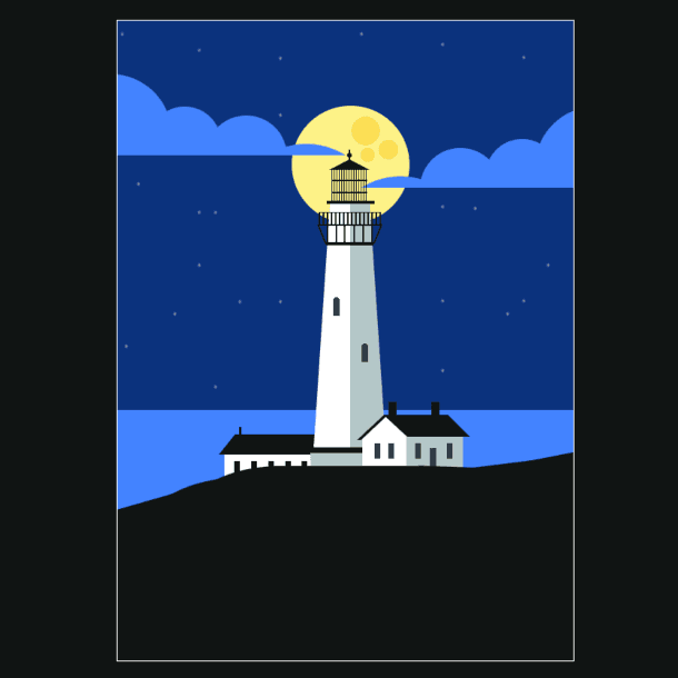 Illustration of a lighthouse made with only CSS