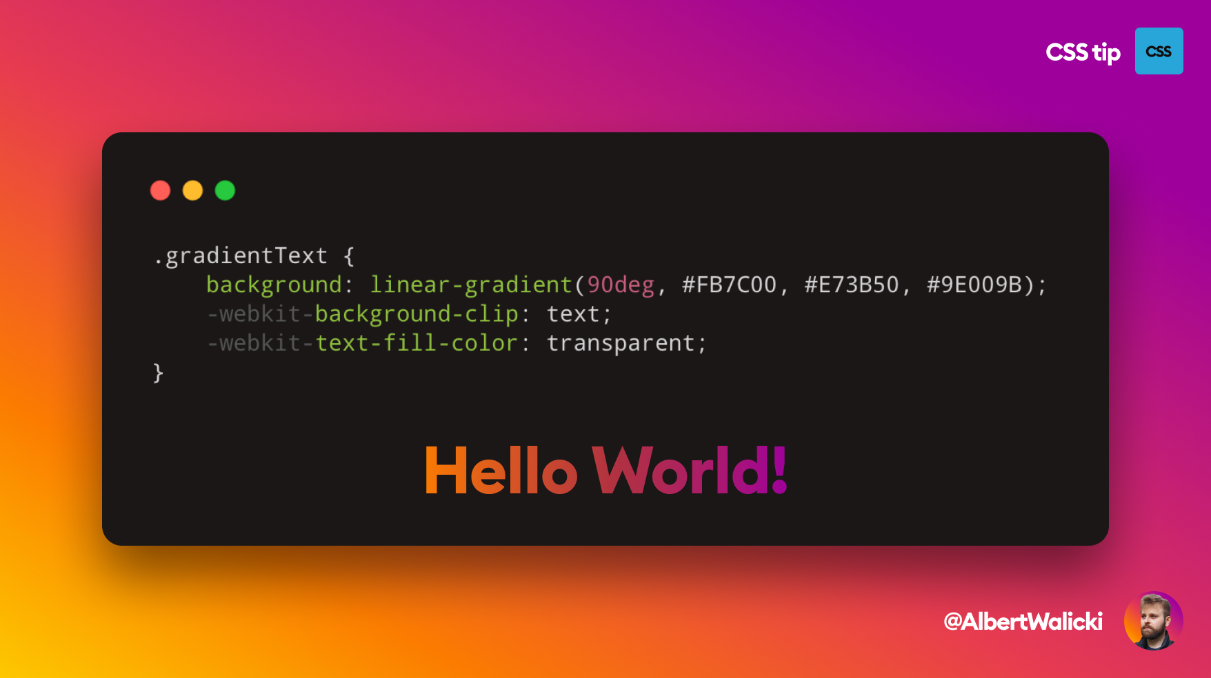 Gradient text created with CSS