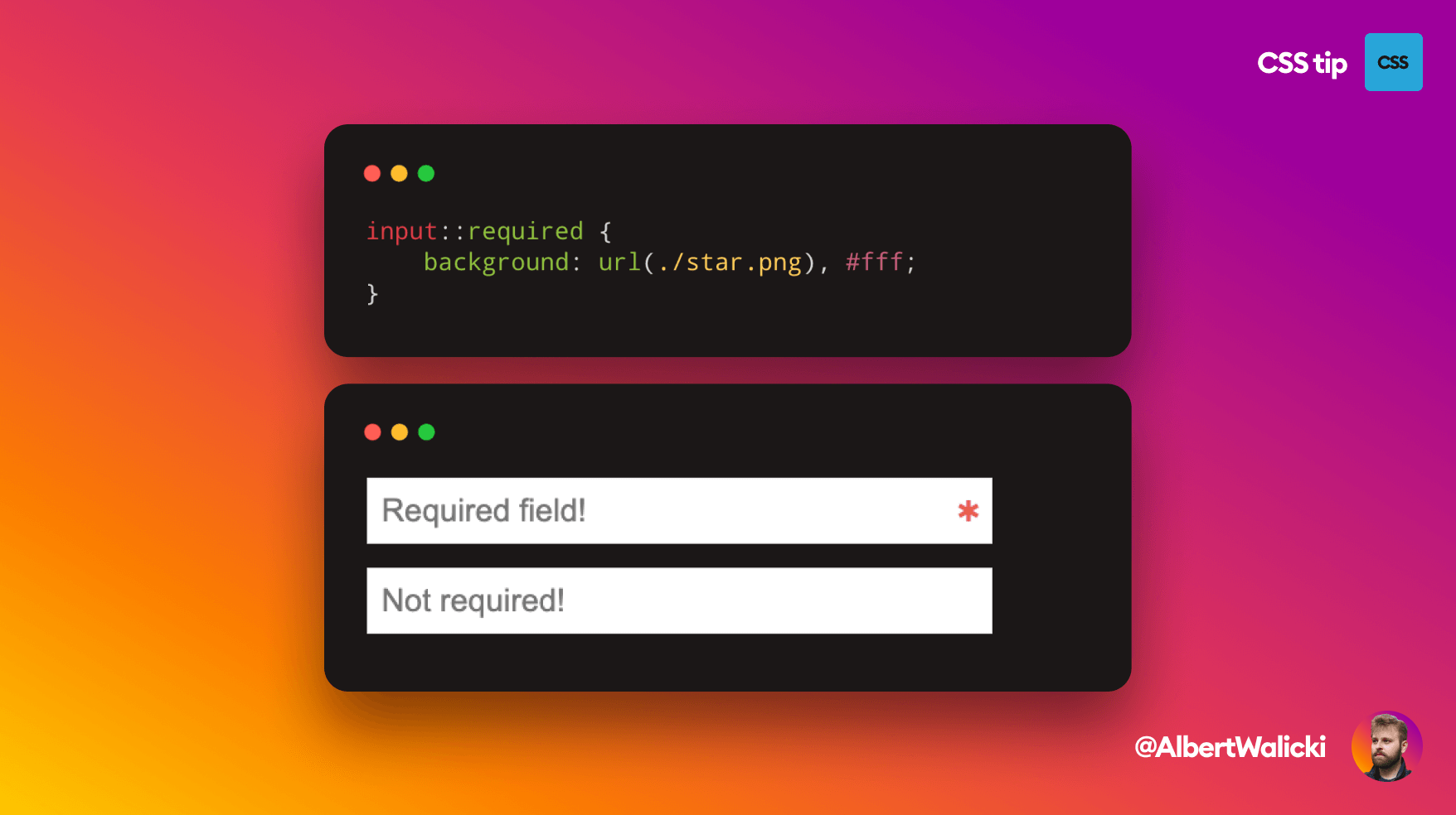 Attribute required can be styled with :required pseudo class selector