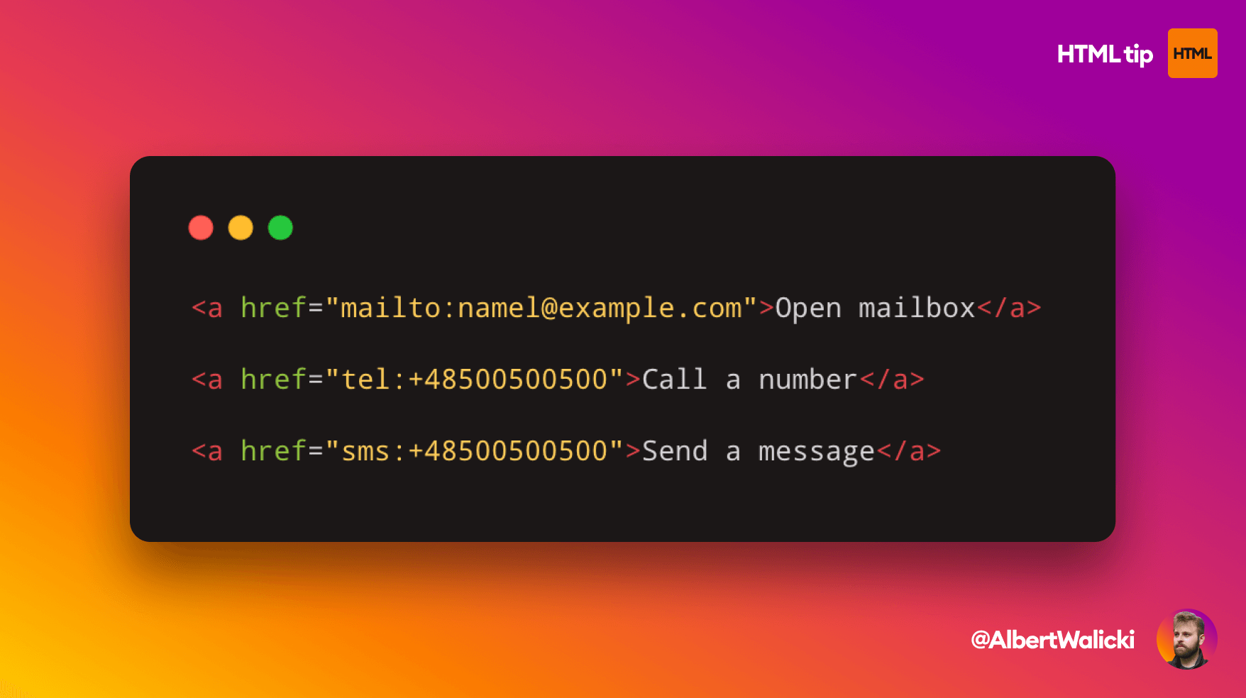 Anchor tags allows to open different apps and do amazing stuff. For example mailbox, call a number, send a message