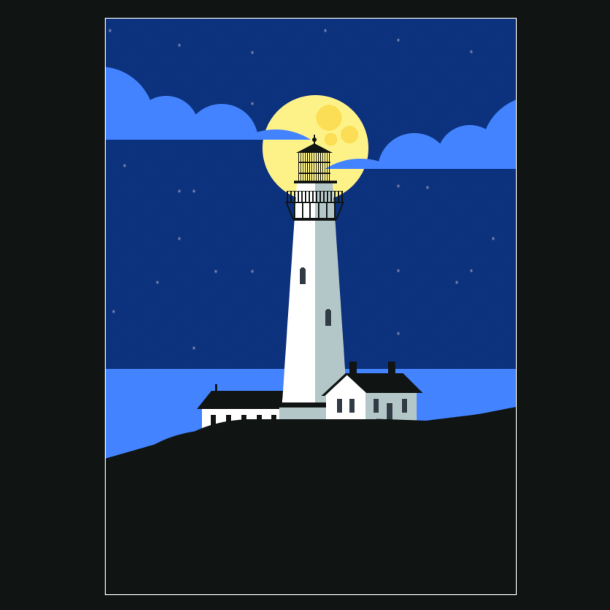 Illustration of a lighthouse made with only CSS